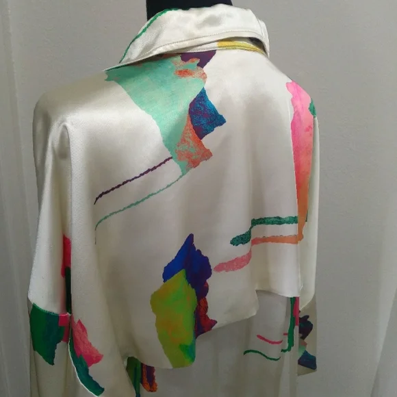 H&M STUDIO 2020 Women's MultiColor Abstract Print Long Sleeve Blouse- Size S - Picture 13 of 14